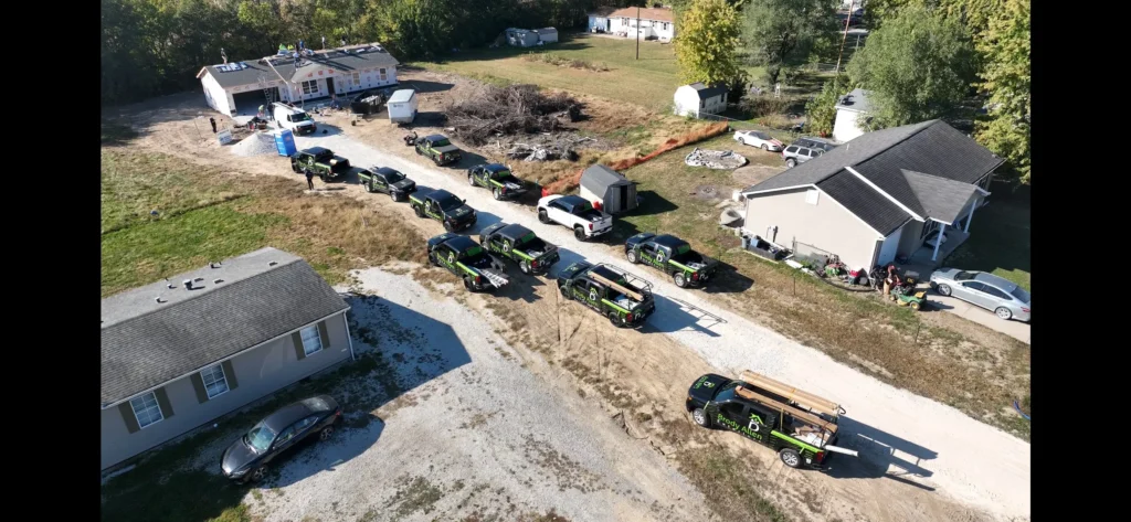 Truck fleet for all hands on deck roof install