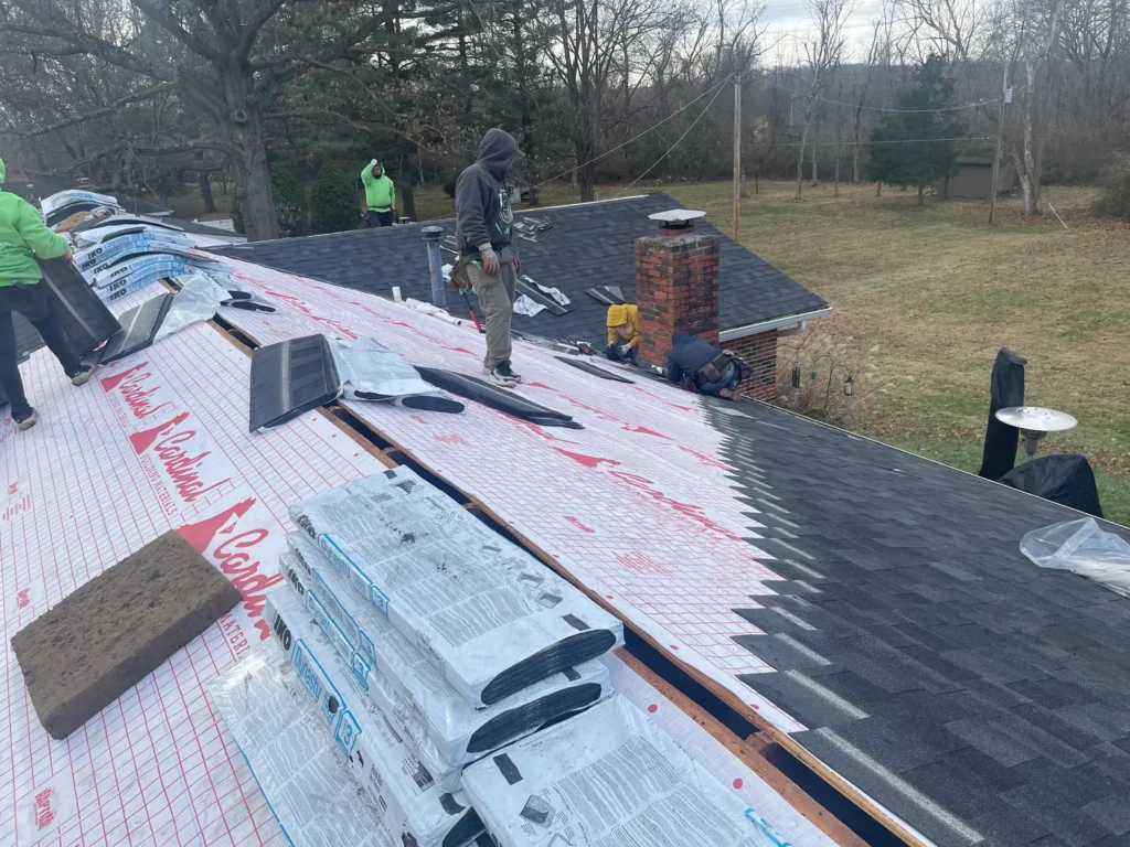 Brody Allen crew with in progress roof replacement