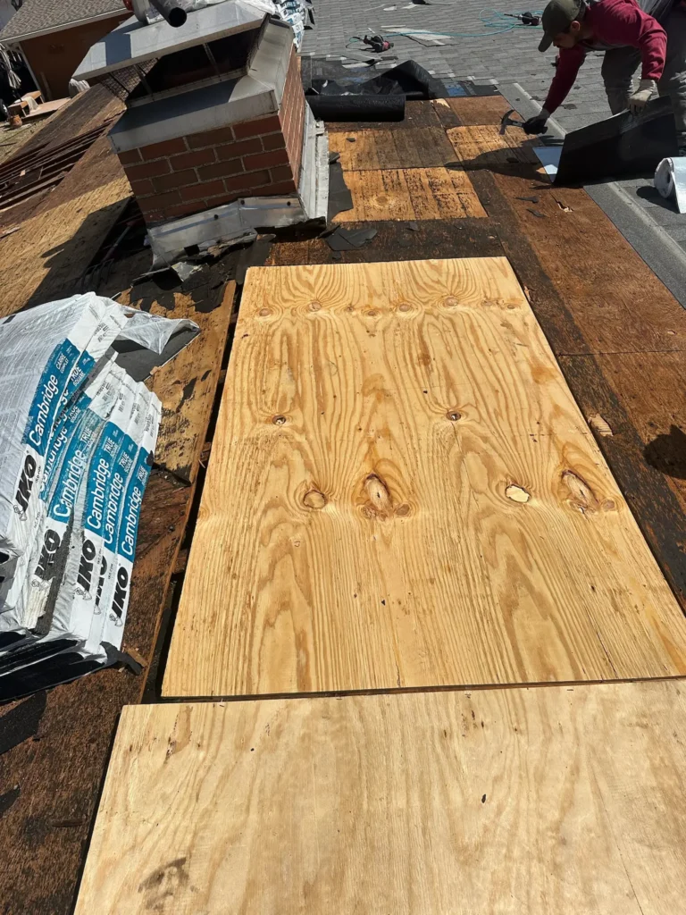 Newly replaced roof decking.
