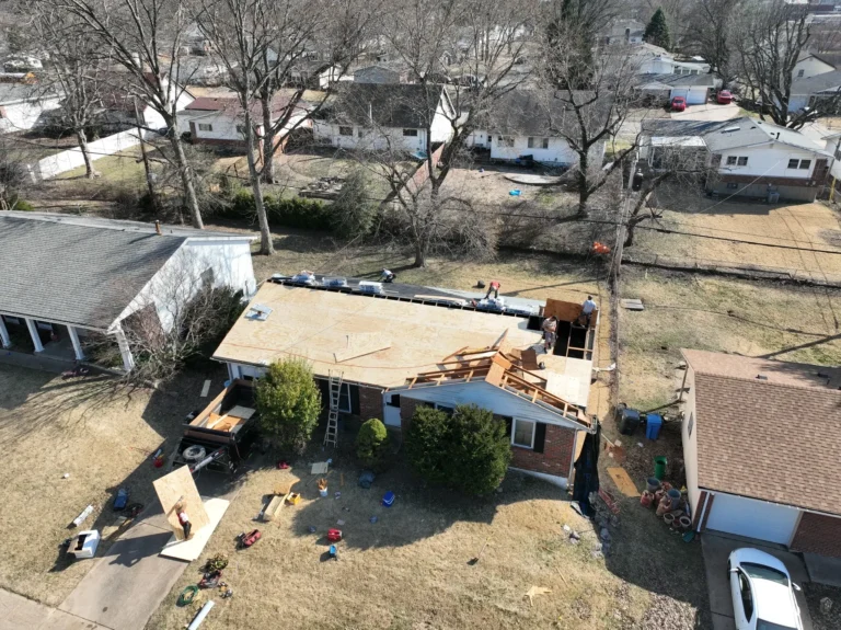 Roofing layers exposed