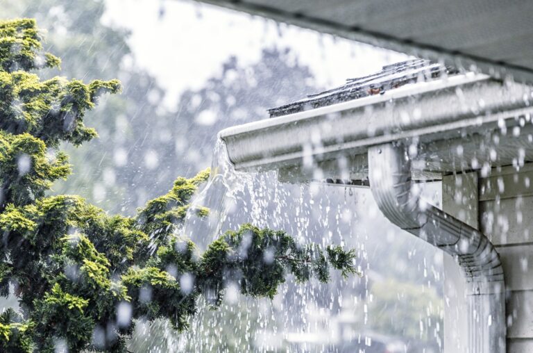 Gutters During Rain Storm after Gutter Repair in Chesterfield, MO