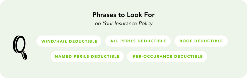 Infographic of phrases to search for on your deductible.